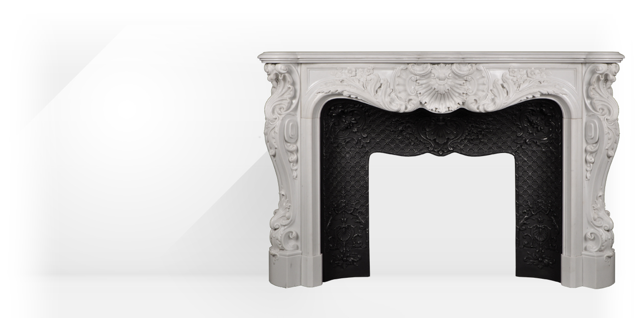 Palais Bourbon is an exceptional custom-made marble fireplace of Louis XV style