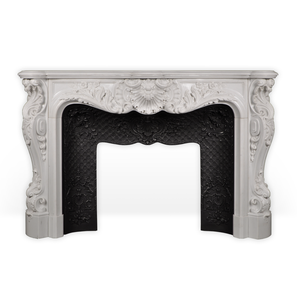 Palais Bourbon is an exceptional custom-made marble fireplace of Louis XV style