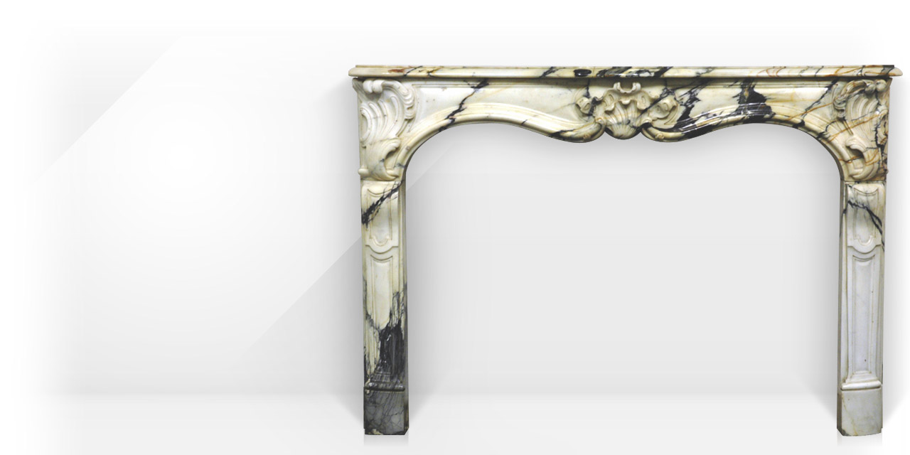 Choiseul is a beautiful custom made Louis XV style fireplace made out of marble. This fireplace is the reproduction of an antique Louis XV period fireplace mantel. 