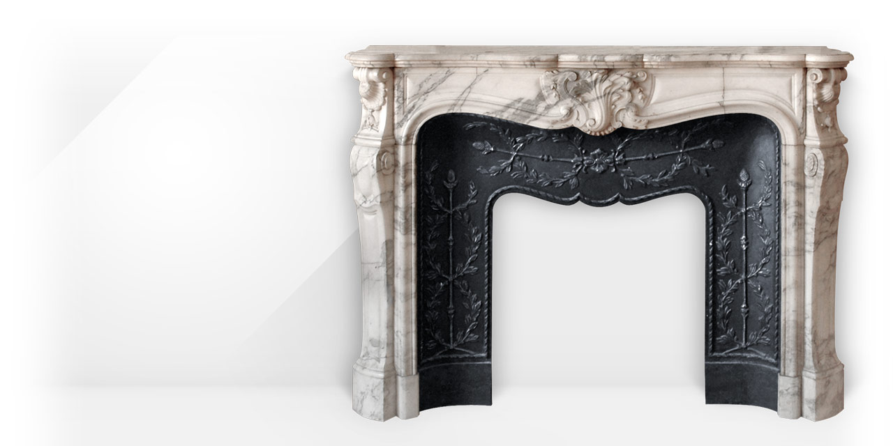 Duc de Bourgogne is a beautiful Louis XV style custom-made marble fireplace.