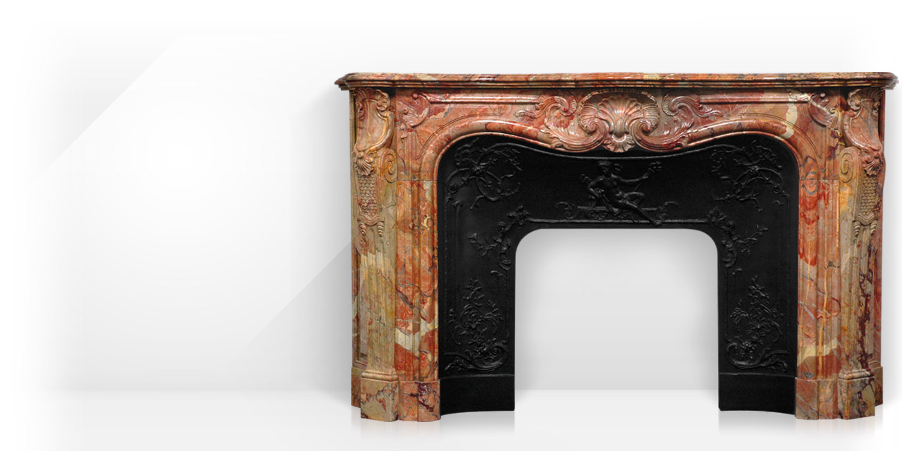Ducs de Nantes mantel is an extraordinary and monumental custom-made marble mantel of Louis XV style. 