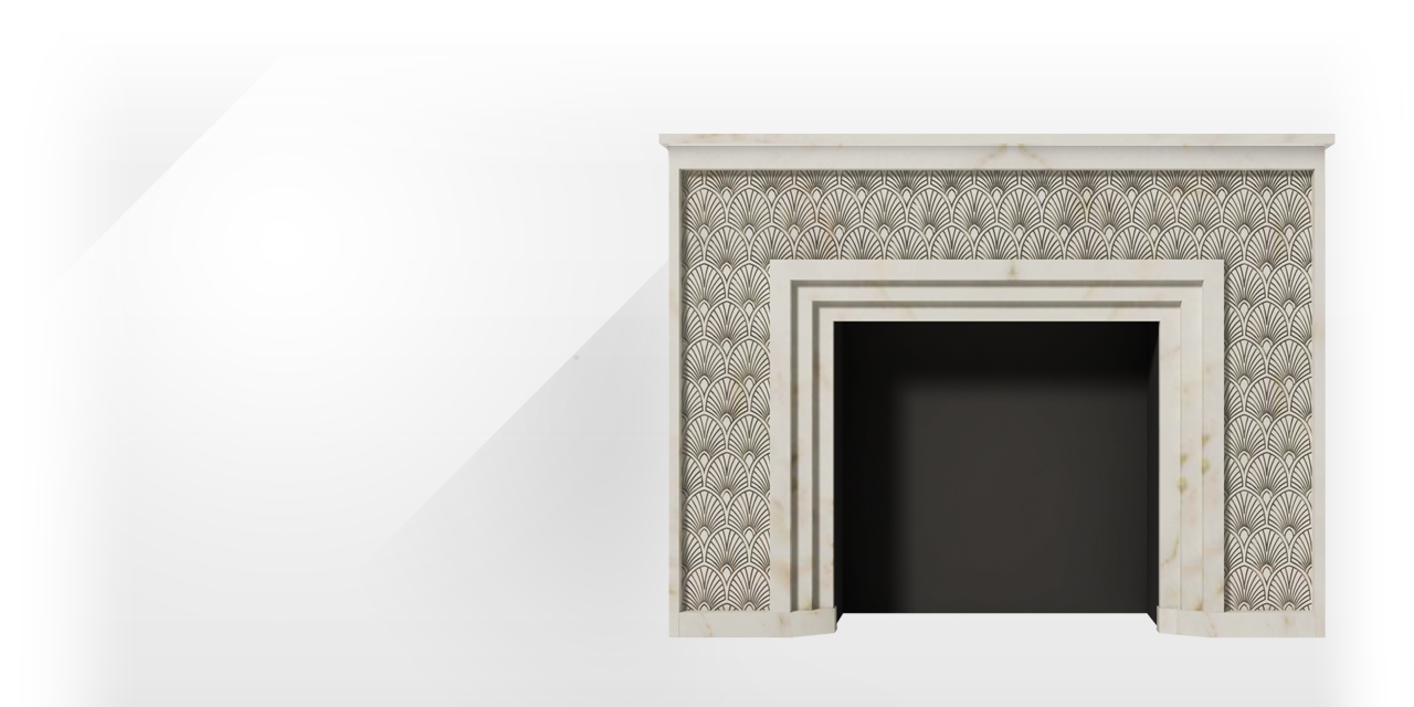 Maison & Maison, designers and creators of contemporary fireplaces in carved marble,  present the art deco model of made-to-measure fireplace: Flower Power
