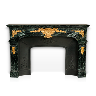The Noailles fireplace is a highly sophisticated custom-made Regence style model made out of marble with gilded bronze ornaments.