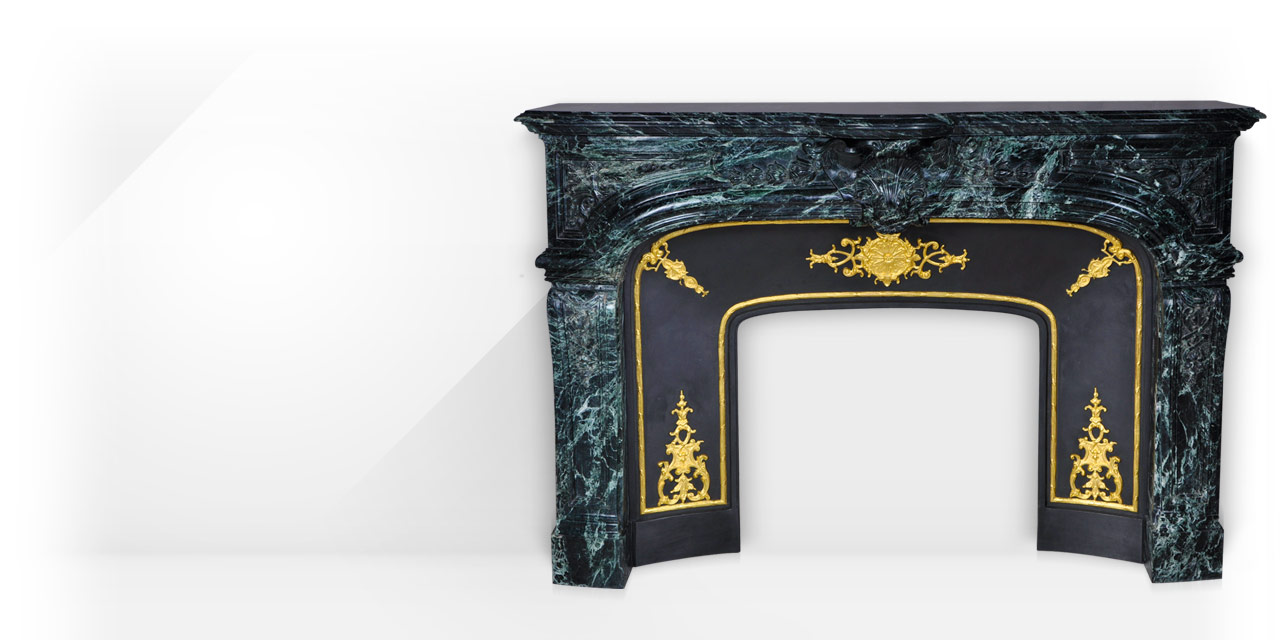The Noailles fireplace is a highly sophisticated custom-made Regence style model made out of marble