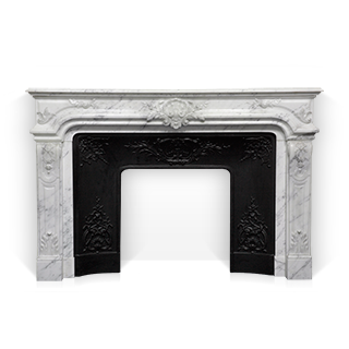 The Vendome fireplace is a custom-made Regence style marble mantel that combines sophistication and elegance.