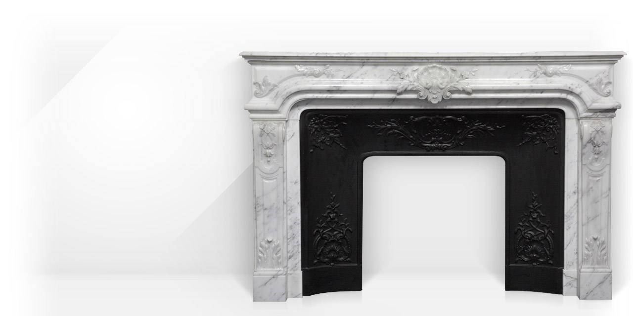 The Vendome fireplace is a custom-made Regence style marble mantel that combines sophistication and elegance.